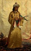 Henriette Ronner A Moorish Girl with Parakeet oil on canvas